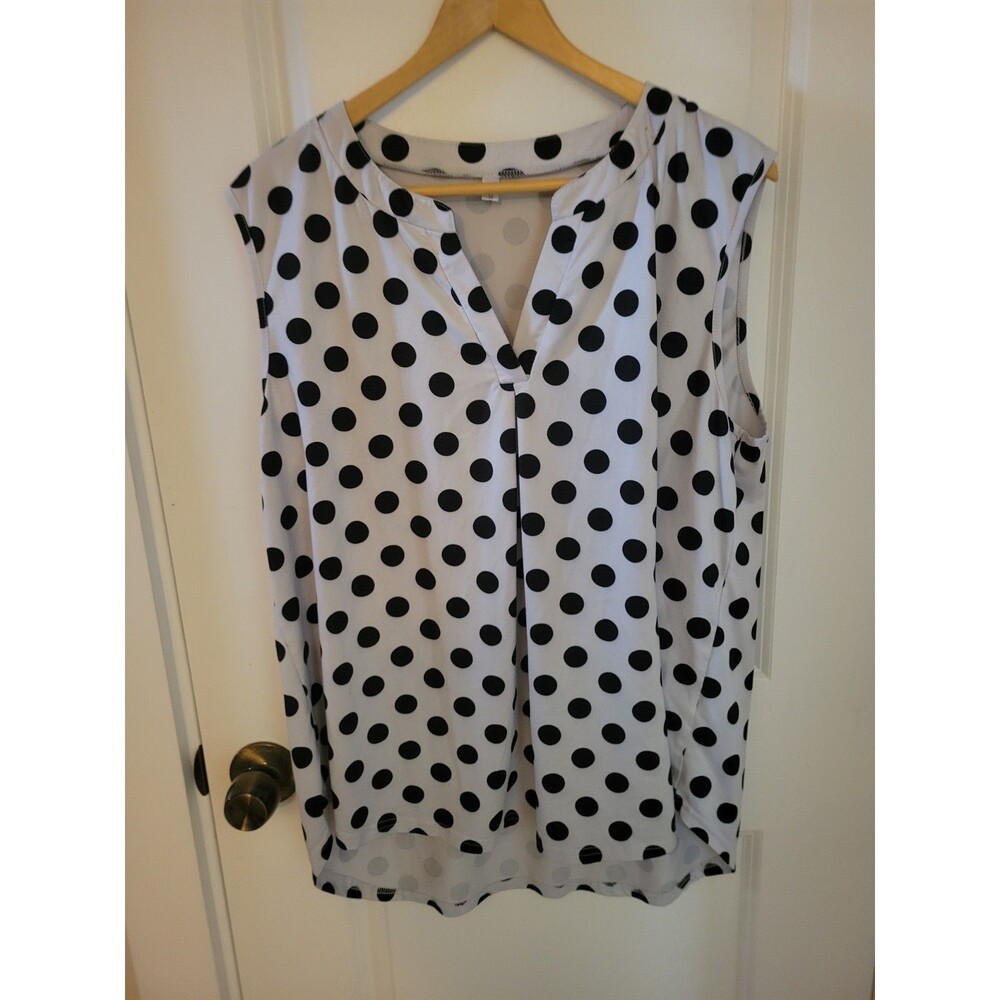 Women's Black And White Polka Dot Tunic To Be Worn Alone Or For Layering Sz 2x